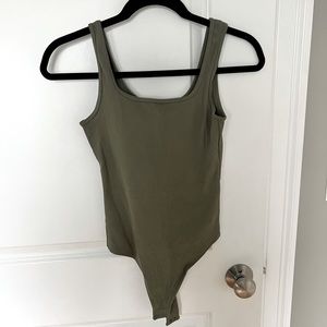 Abercrombie ribbed olive green bodysuit small